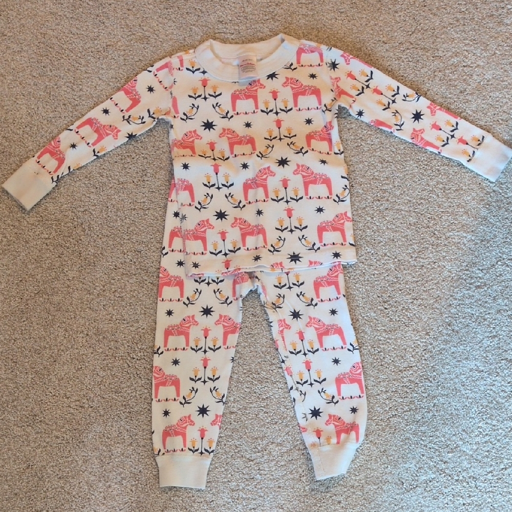 Hanna Andersson Pink and White Animal Print Kids One Piece